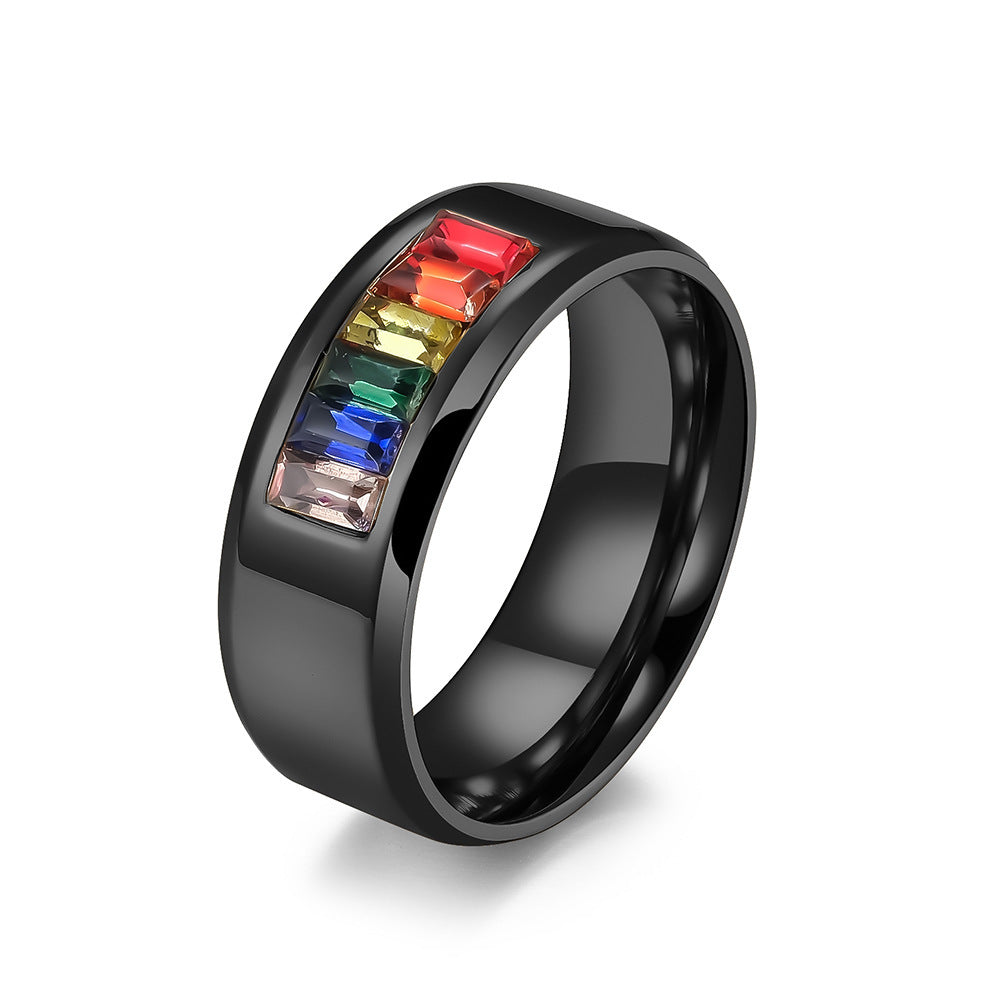 Six-color Rainbow Flag Pattern Lesbian Gay Ring