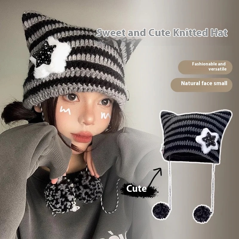 Korean Cute Thermal Head Cover Woolen Cap