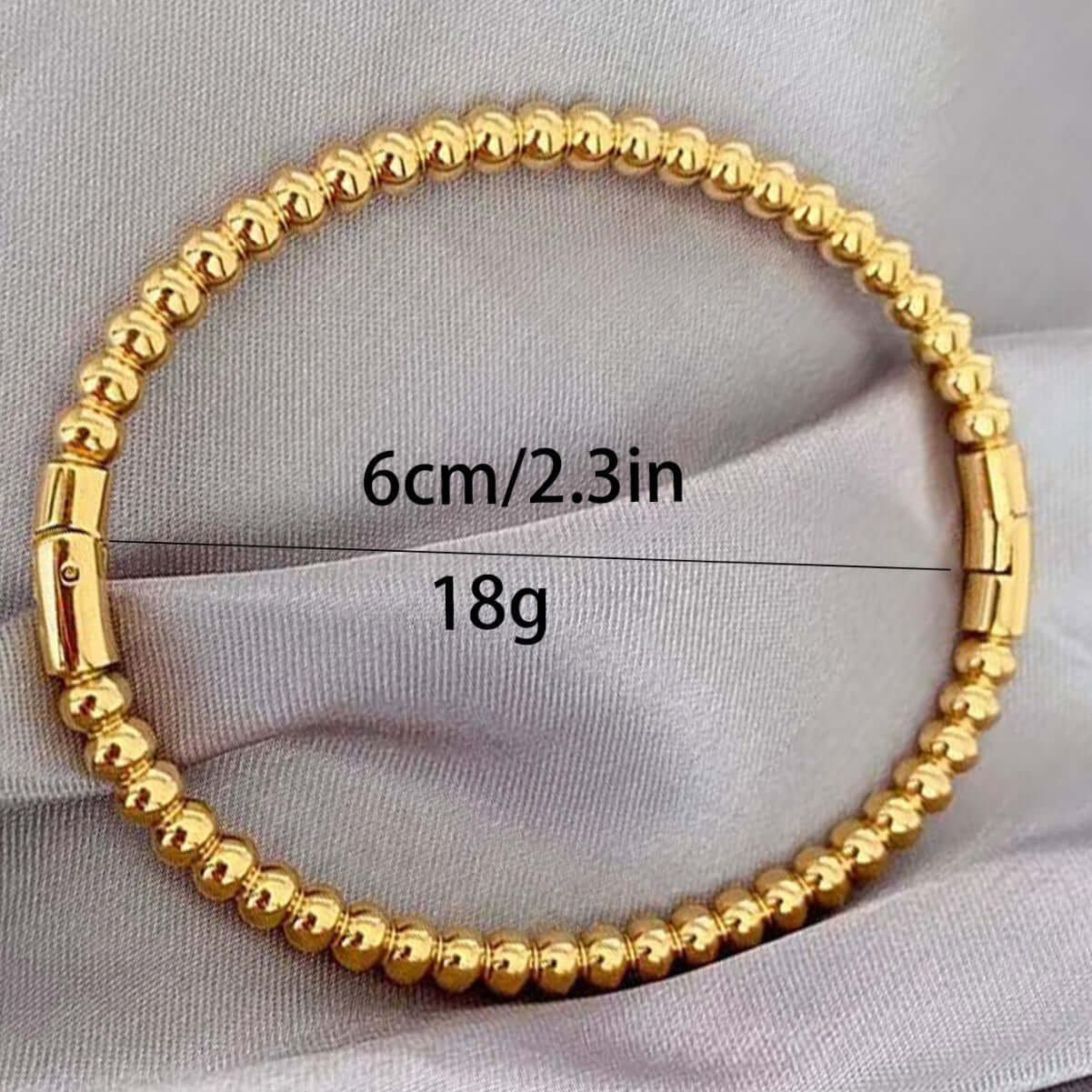 Titanium Steel Round Beads Stainless Steel Bracelet in gold color, 6cm length, fashionable jewelry for Christmas.