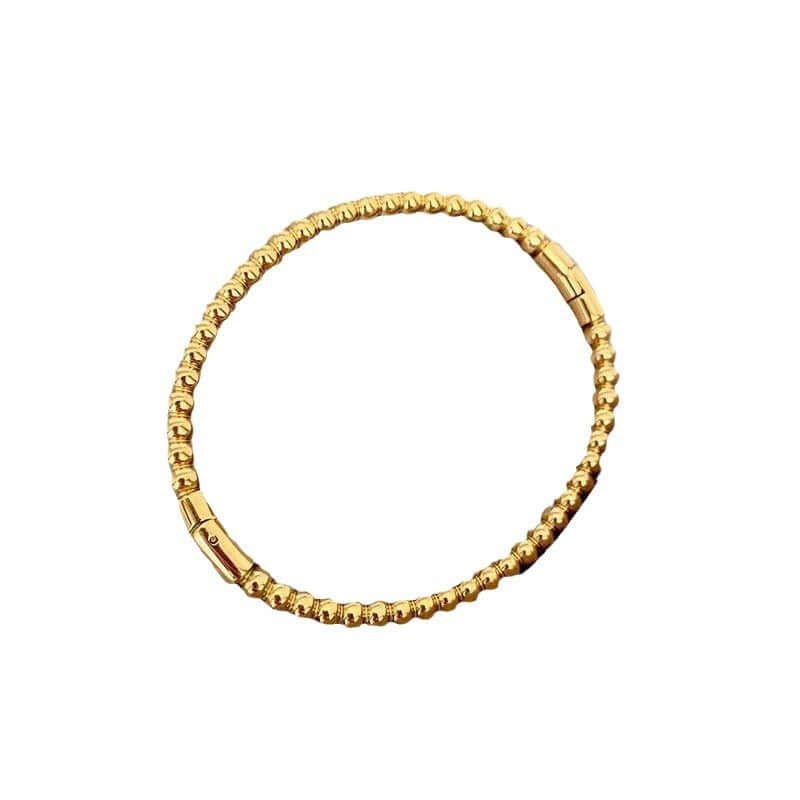 Titanium Steel Round Beads Stainless Steel Bracelet in gold, perfect for fashion jewellery and Christmas gifts.