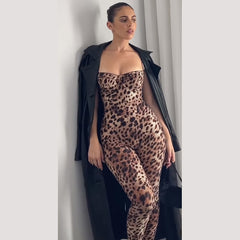 Sexy Backless Print High Waist Tight Hip-lifting Jumpsuit