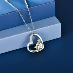 S925 Silver Mother's Day Love Character Necklace Pendant High-grade Light Luxury Clavicle Chain on blue background.