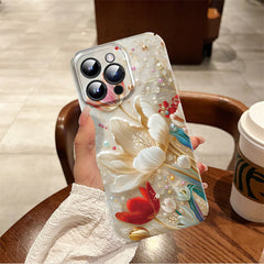 Pearl Flower Phone Case Protective Case with floral design and jewels, providing shockproof and stylish protection.