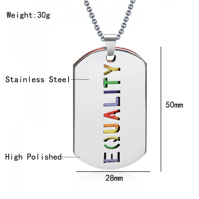 LGBT Pride Rainbow Double Layer Stainless Steel Pendant Necklace Gay Lesbian Bisexual Transgender Equality Jewelry