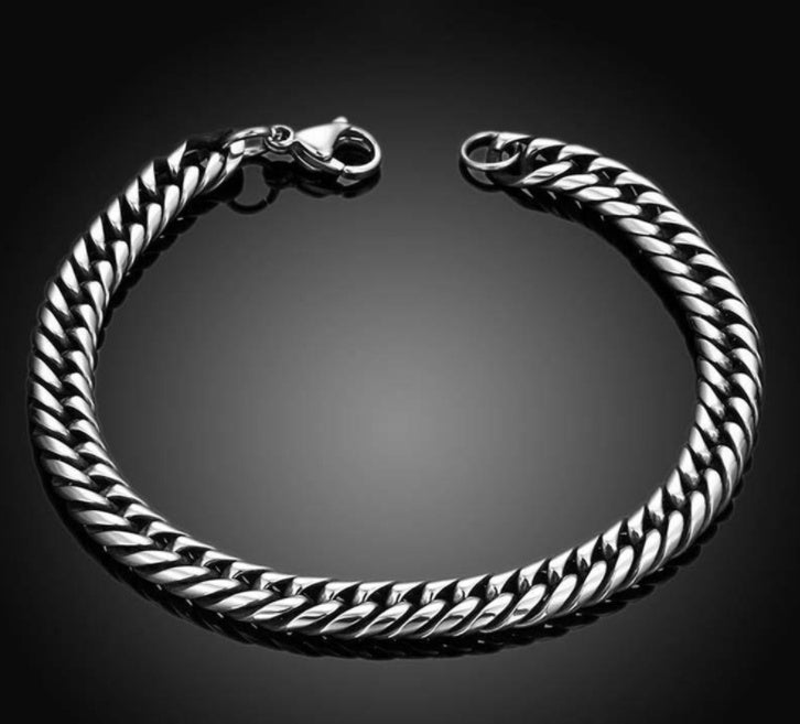 Men's titanium steel bracelet, geometric design, fashion jewellery, perfect for Christmas gifts, 21.5cm chain.