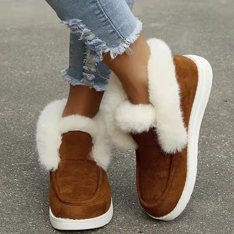 women's winter snow boots Plush Flat Thickened warm stylish design with fluffy lining for comfort and warmth.