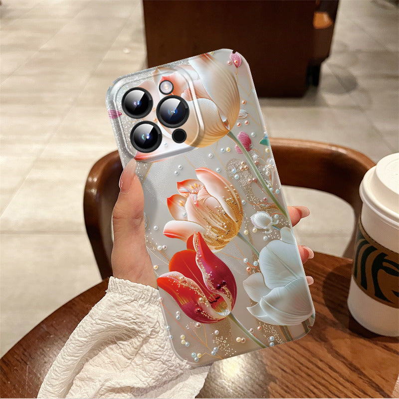 Pearl Flower Phone Case Protective Case featuring floral design and pearl accents, ideal for fashion jewellery lovers.