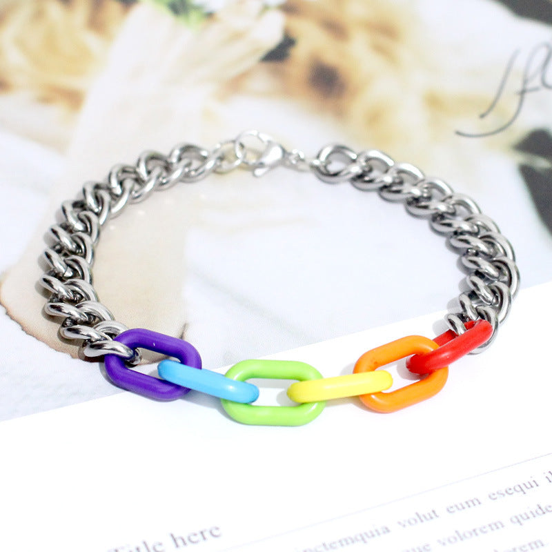 Stainless Steel Rainbow Gay Bracelet