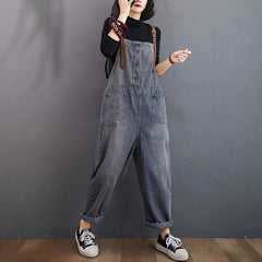 Women's Denim Washed Ninth Overalls