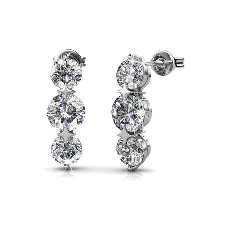 S925 Silver Jewelry Fashion Geometric Crystal Earrings showcasing elegant geometric design with sparkling crystals.