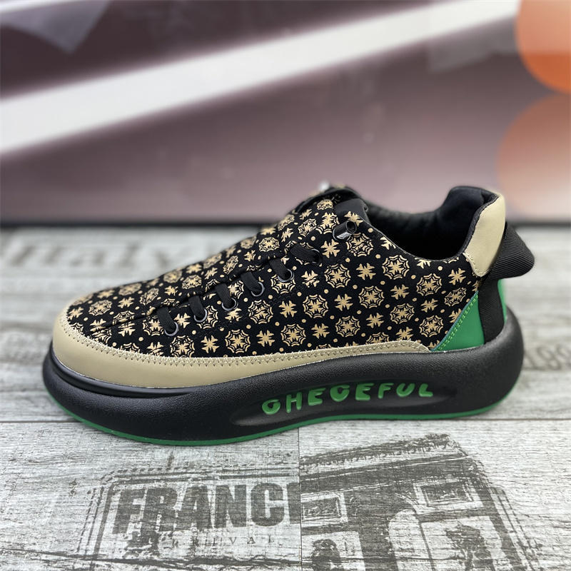 Men's Shoes Thick Sole Slip-on Fleece Printed