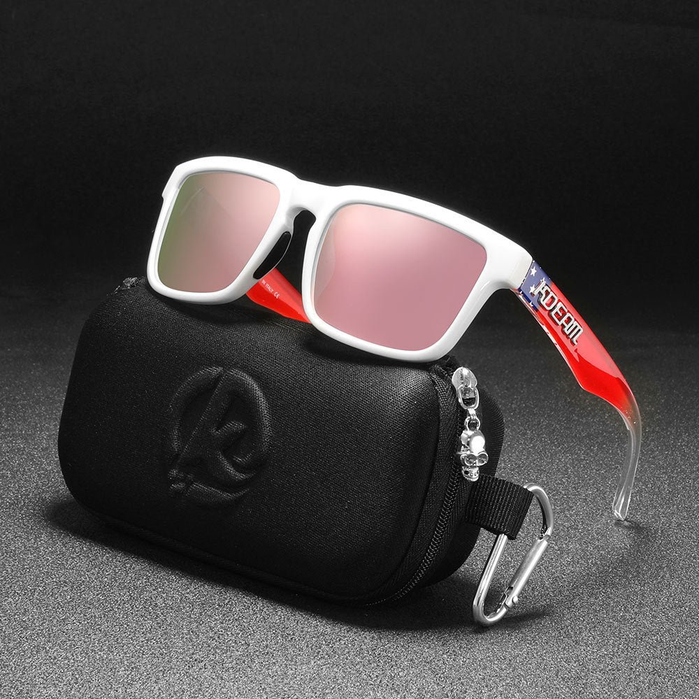 Men And Women Dazzling Color Polarized Sunglasses with white frame and case