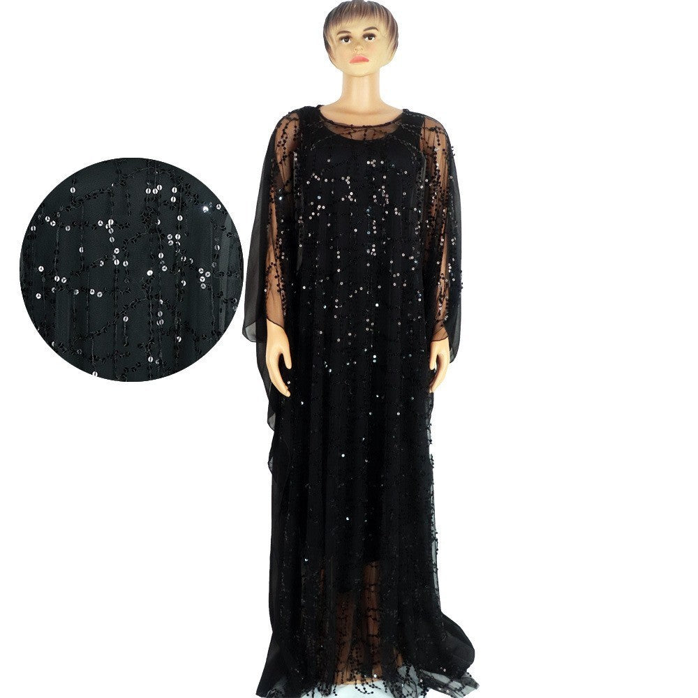 Women's Hot Sale Tassel Sequined Long Skirt Plus Inner Skirt