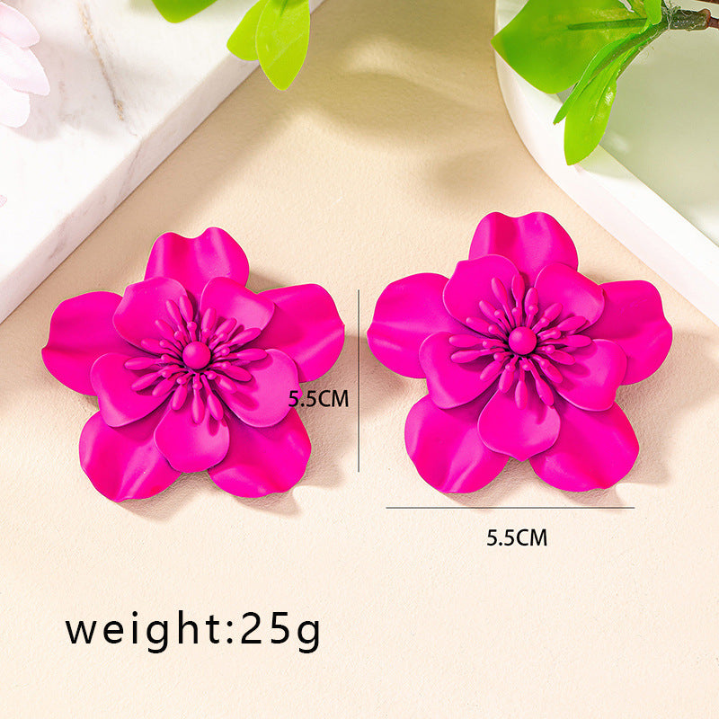 Vintage Flower Earrings For Women Niche Design Spray Paint Ear Studs Earrings