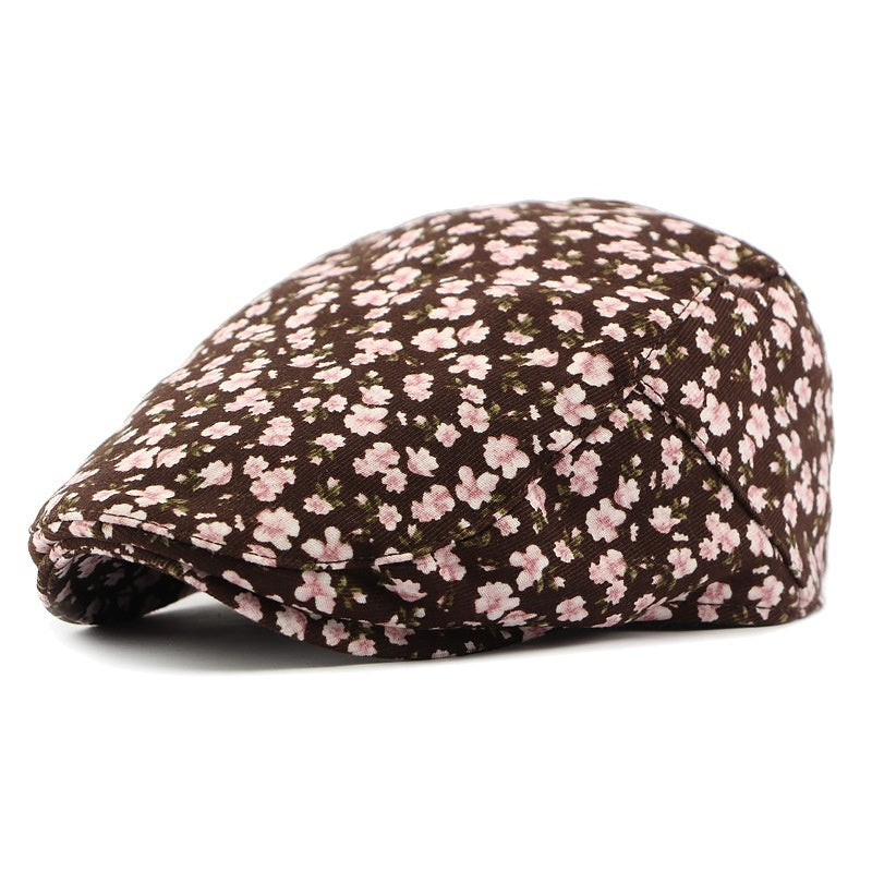 Personalized Ethnic Style Floral Beret Women's British Retro Corduroy