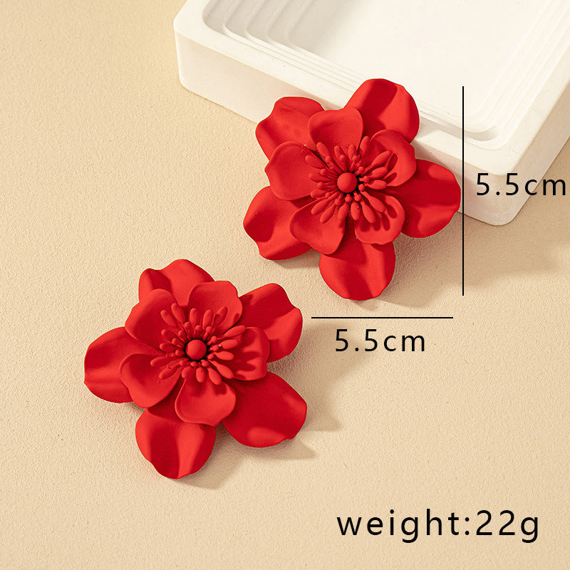Vintage Flower Earrings For Women Niche Design Spray Paint Ear Studs Earrings