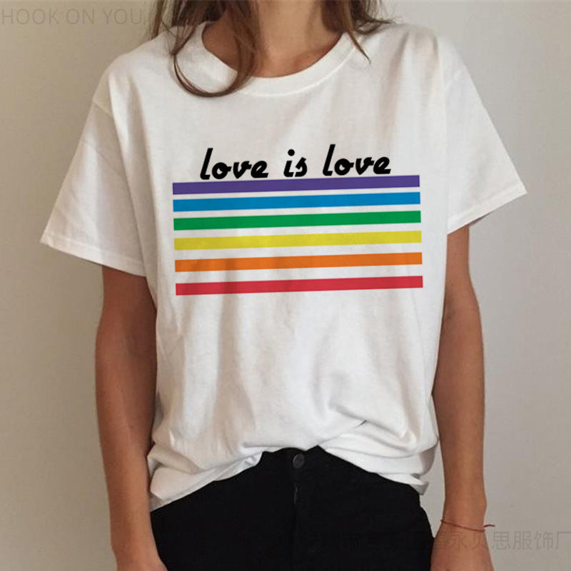Fashion Creative Printing Love Gay Women's Short-sleeved T-shirt