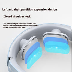 Electric Neck Massager EMS Pulse Rechargeable USB Cervical Traction Therapy Massage Stimulator Pain Relief Heating Function