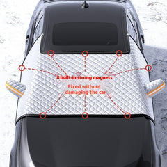 Car Dustproof Sunshade Cover Clothing with 8 strong magnets for secure attachment without damaging the car.