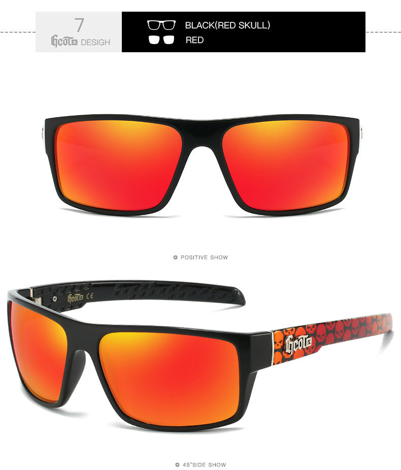 Hip Hop Fashion West Coast Polarized Sunglasses in black and red design with reflective lenses, perfect for travel and parties.