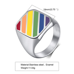 Titanium Steel Rainbow Drip Ring Stainless Steel Gay Geometric Plane Gay Ring