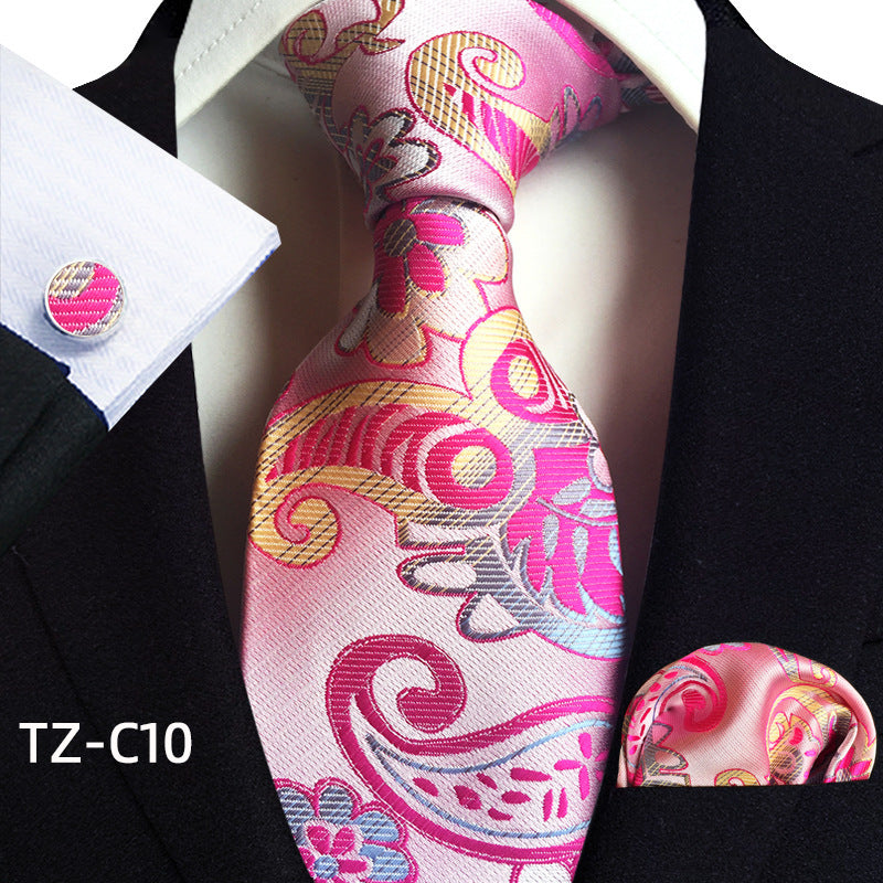 Waist Flower Men's Tie Pocket Towel Cuffs Three Piece Suit