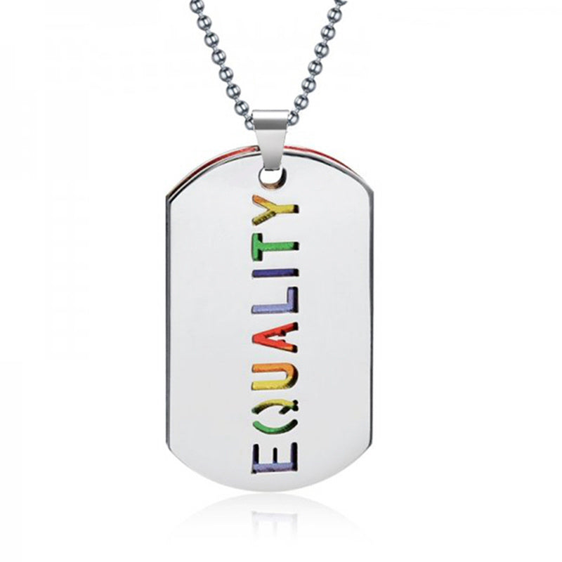 LGBT Pride Rainbow Double Layer Stainless Steel Pendant Necklace Gay Lesbian Bisexual Transgender Equality Jewelry