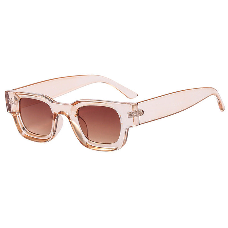 Retro Small Frame Sunglasses For Men in transparent peach color with brown lenses, perfect for fashion jewellery lovers.