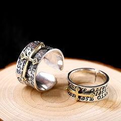 Character Thai S925 Silver Jewelry featuring a stylish cross ring design in silver and gold.