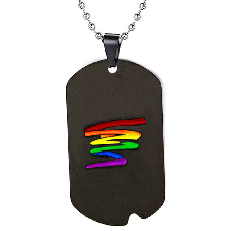 LGBT Pride Rainbow Double Layer Stainless Steel Pendant Necklace Gay Lesbian Bisexual Transgender Equality Jewelry