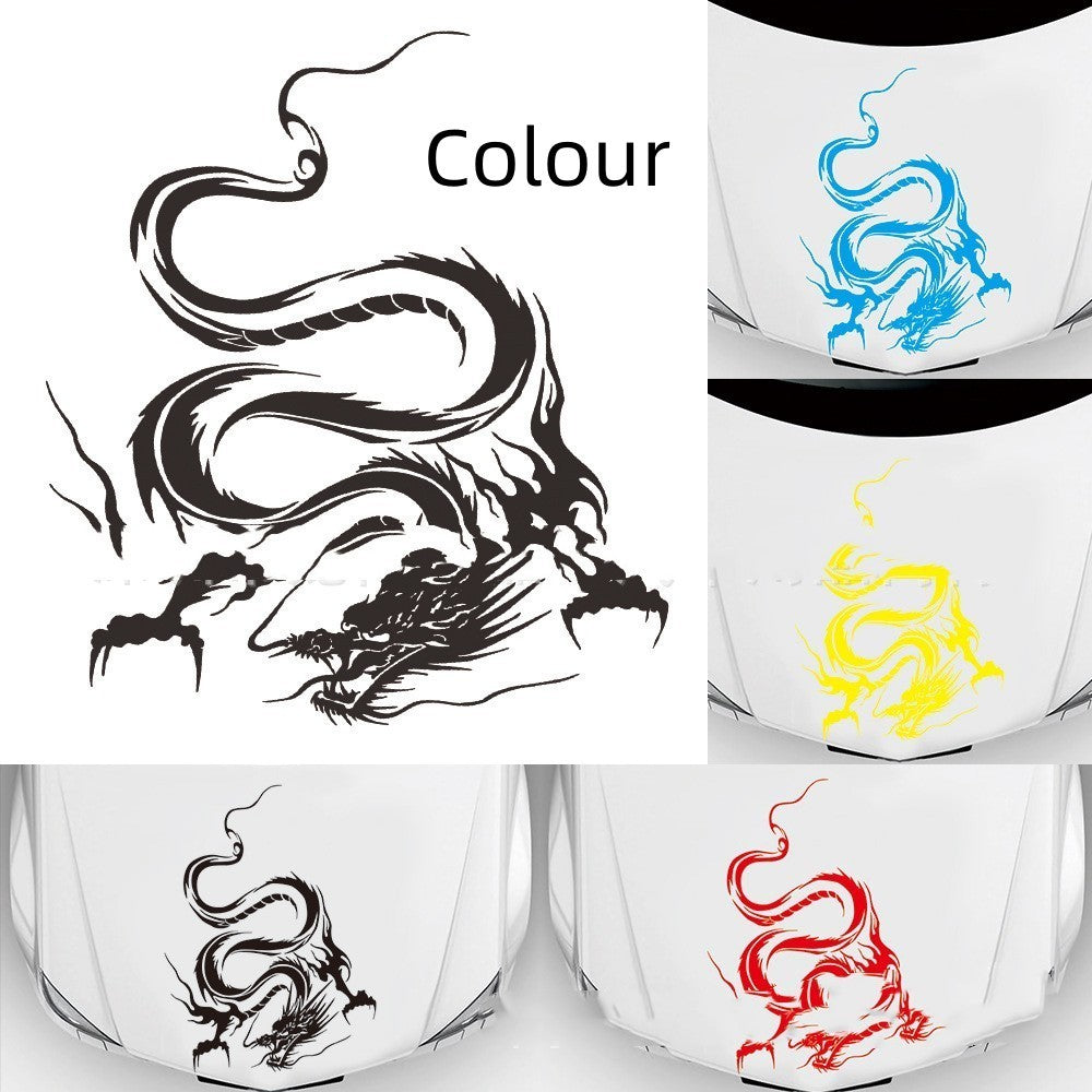Car sticker modification front end in various colors featuring a dragon design.