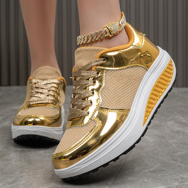 Golden Bright Breathable Sneaker Couple Outdoor