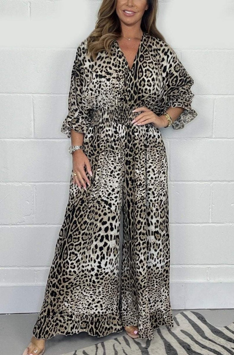 Women's Fashion Leopard Print Casual Jumpsuit