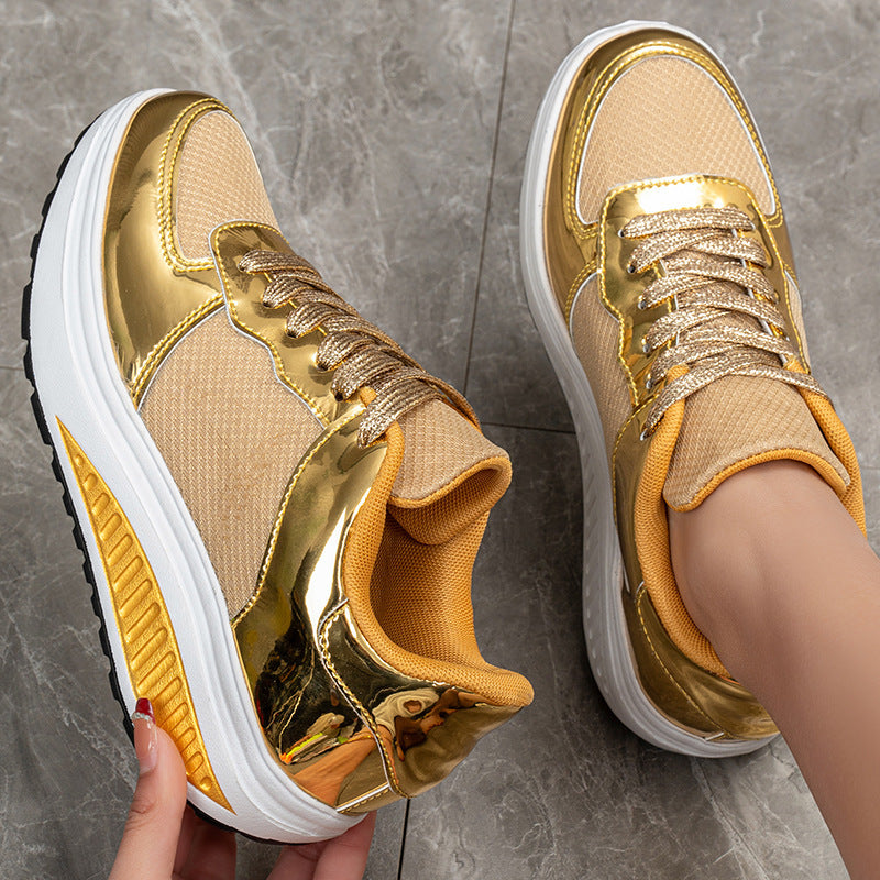 Golden Bright Breathable Sneaker Couple Outdoor