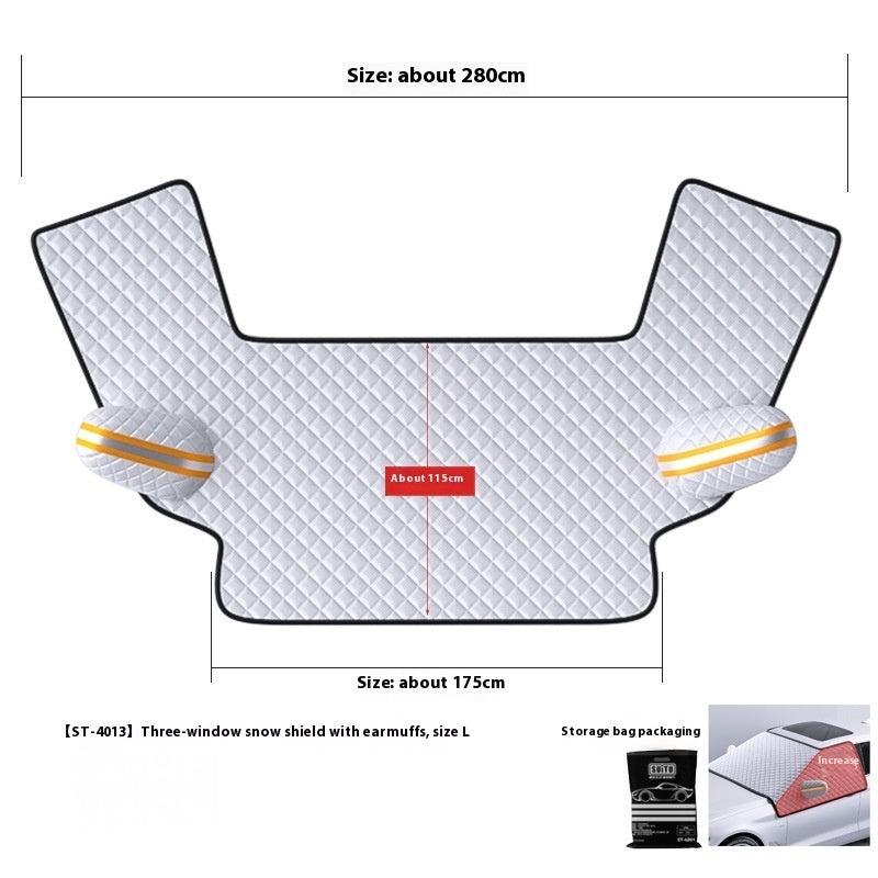 Car Dustproof Sunshade Cover Clothing, L size snow shield with earmuffs, dimensions 280cm x 175cm, thick and fashionable.