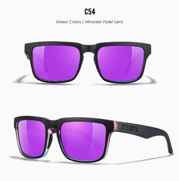 Men And Women Dazzling Color Polarized Sunglasses with mixed colors and mirrored violet lens