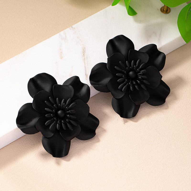 Vintage Flower Earrings For Women Niche Design Spray Paint Ear Studs Earrings